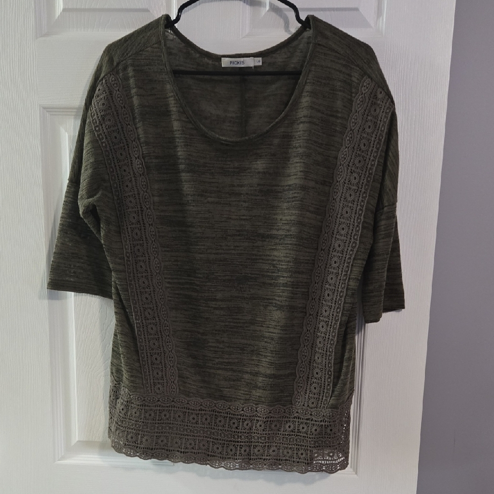 Ricki's Olive Lace Trim Blouse